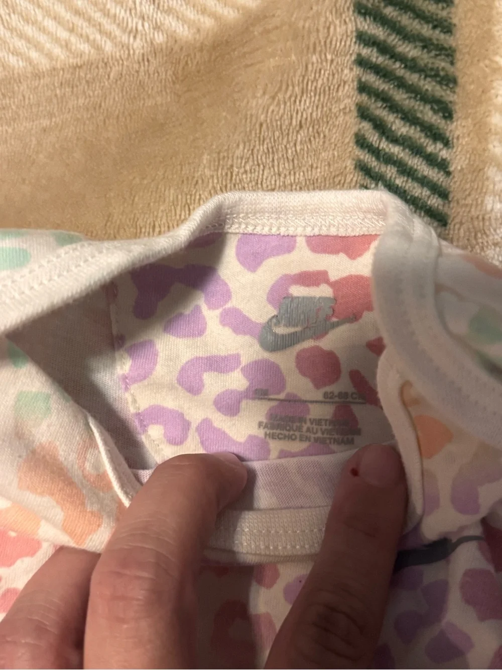 Nike Baby One-Piece Bodysuit in Pastel Leopard Print (Pink, Purple, Mint, Peach)
